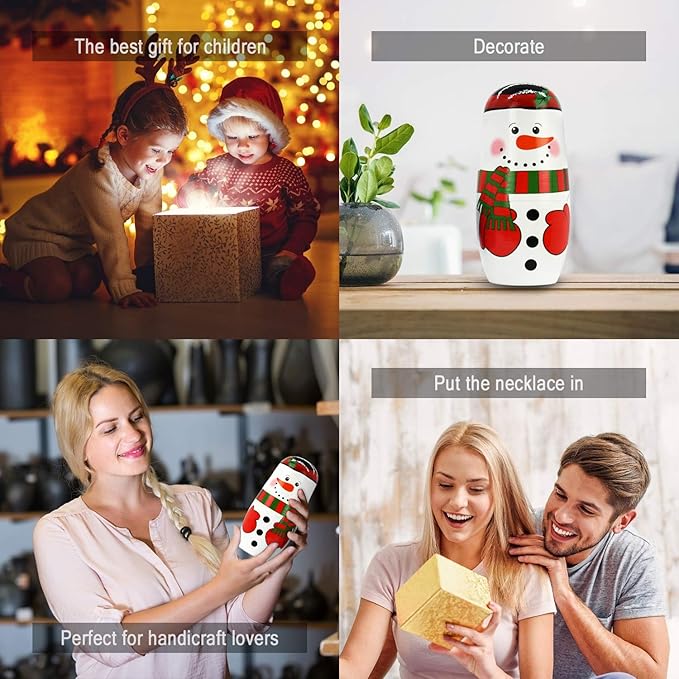 5 Piece Nesting Dolls Wooden Russian Matryoshka Doll Cute Handmade Santa Snowman Stacking Doll Kids Toy for Christmas and Birthday