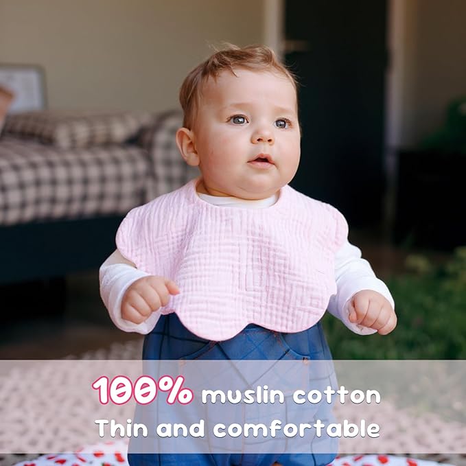 Baby Bibs Muslin Bibs 8 Pack for Drooling and Teething for Unisex Girls Boys