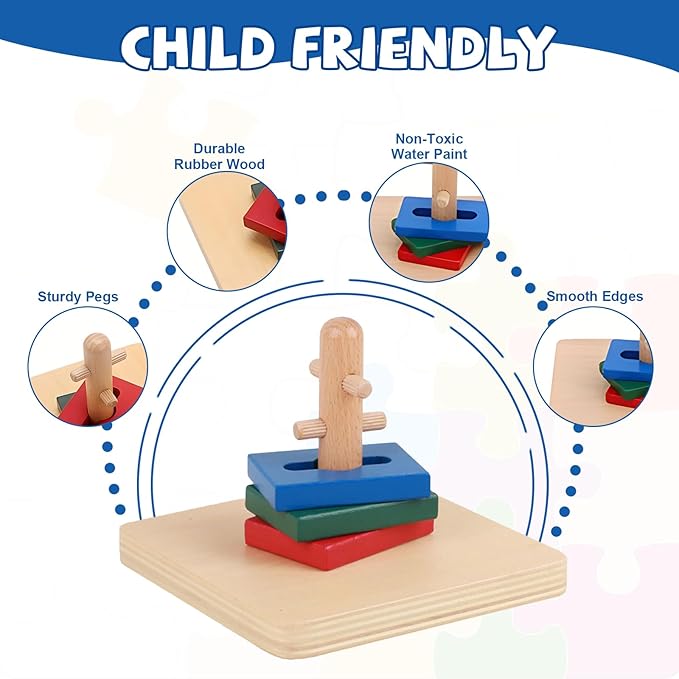 Adena Montessori Twist & Sort Dowel Set Preschool Equipment Early Development Baby Toy Montessori Fine Motor Skills Development