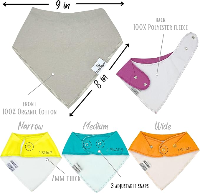 DiaperSquad's Baby Bibs for Drooling and Teething, Bibs for Boys, Baby Girl - Solid Cotton Baby Drool Bibs