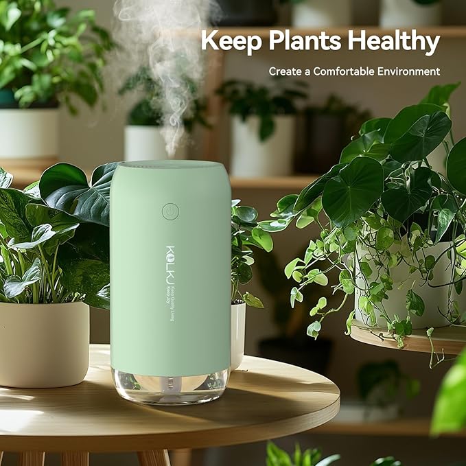 Portable Mini Humidifier, KQLKJ 350ml Small Cool Mist Humidifiers, USB Personal Desktop Humidifier for Bedroom Car Office Travel with Auto Shut-Off & 2 Mist Modes (Green)