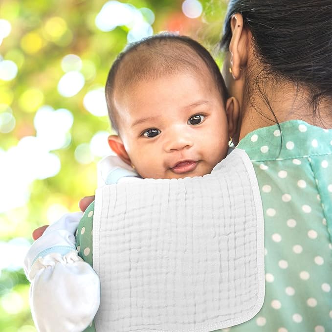 Tallew 8 Pack Muslin Burp Cloths and Baby Bibs for Boy Girl 20" x 10" Cotton Baby Bandana Drool Bibs Muslin Burp Cloths Absorbent Rag for Newborn Toddler Infant Gifts(Fresh Colors)