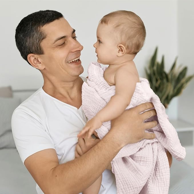 lulumoon Muslin Swaddle Blanket Baby - Cotton Swaddling Blanket Soft Baby Receiving Blankets Neutral 3Pack(Pink+Purple)