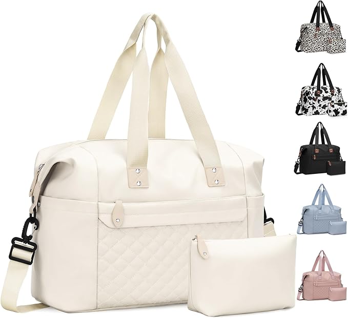 Travel Duffle Bag, Waterproof Weekender Overnight Hospital Bags for Women Men with Toiletry Bag Lightweight Carry on Personal Item Duffle Gym Bag for Travel, Airplanes, Sports