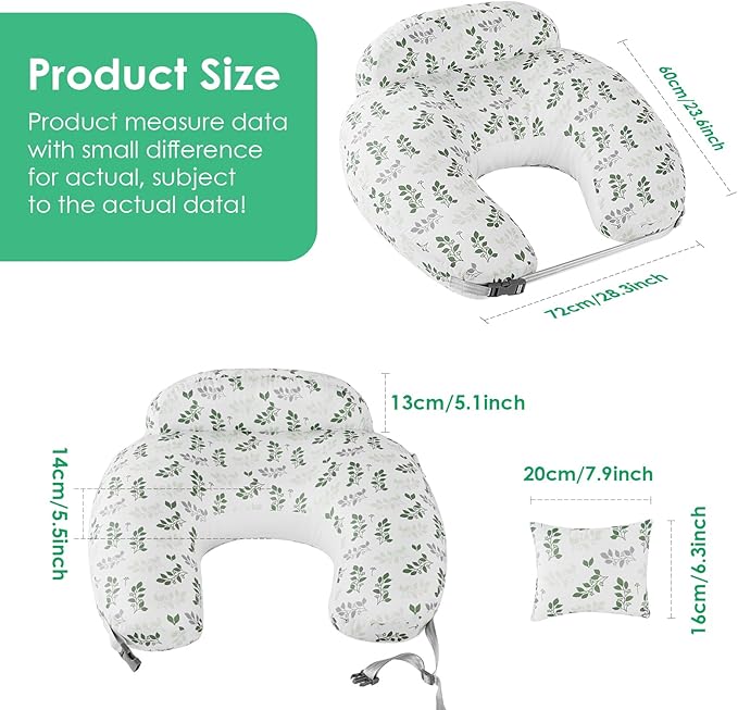 Nursing Pillow for Breastfeeding, Original Breastfeeding Pillows for Support Mom and Baby, Nursing Pillows with Adjustable Waist Strap, Pocket and Removable Soft Cover, White