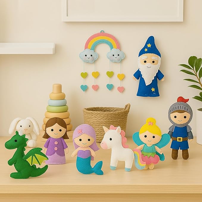 FYXGZZH Kids Beginner Sewing Kit – DIY Stuffed Craft Set with Pre-Cut Felt, Plastic Needle & Embroidery Thread, Educational Arts & Crafts for Boys & Girls Ages 6-12, Castle