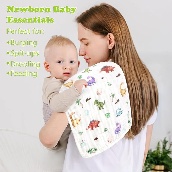 Baby Burp Cloths Muslin Washcloths 6 Pack Muslin Burp Cloths 100% Cotton Large 20''x12'' Soft 6 Layers Baby Burp Rags for Boys Girls Baby Essentials for Newborn Gift Machine Washable