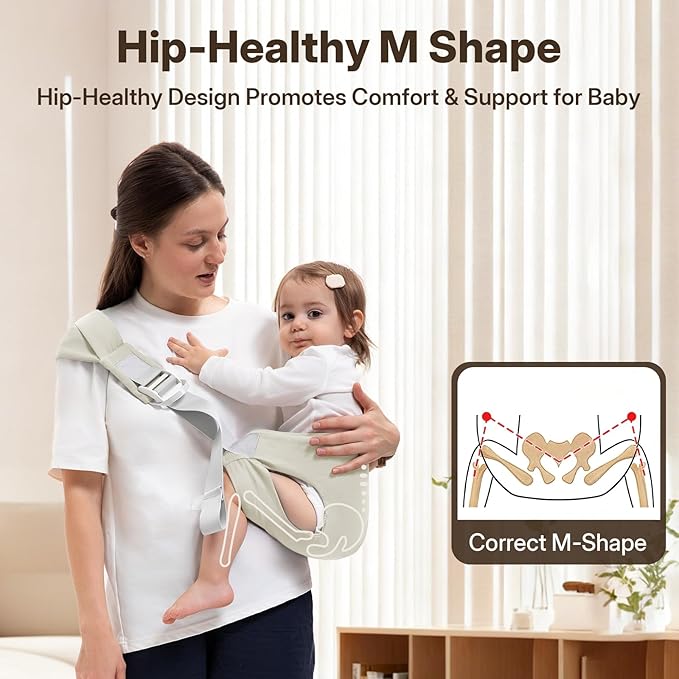 Toddler Carrier for 25-60 lbs,Comfortable&Lightweight Baby Sling Carrier,Adjustable with Left/Right Shoulder Straps,One Size Fits All,Ideal for Shopping and Travel-Khaki