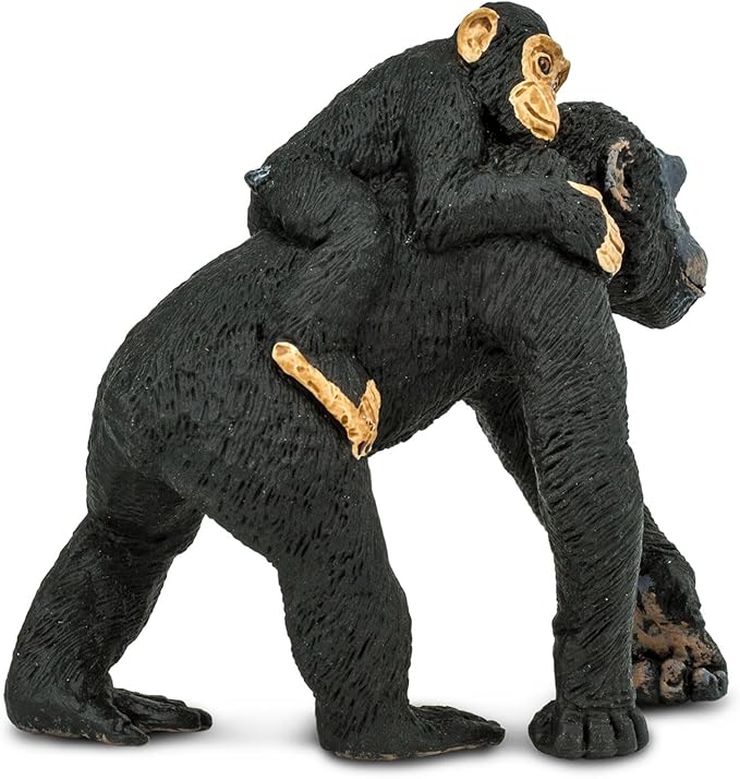 Safari Ltd. Chimpanzee with Baby Figurine - Realistic 3.2" Wildlife Figure - Educational Toy for Boys, Girls, and Kids Ages 3+