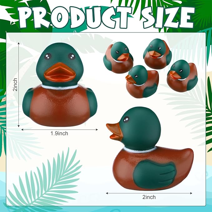 Rubber Duck 2 Inch Duck Bath Floating Rubber Ducky Adorable Party Supplies for Ducky Birthday Party Gift Nature Birds Lovers Hunting Decoration(48 Pcs,Mallard)