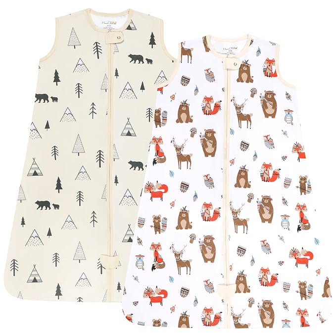 Mama Cheetah Baby Sleep Sack 0.5 TOG, Organic Cotton Baby Wearable Blanket with Two-Way Zipper, Swaddle Transition Baby Sleeping Bag for Newborn Infant Toddler Boy Girl, 12-18 Months