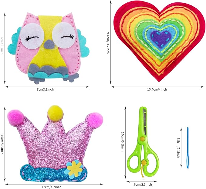 FYXGZZH Kids Beginner Sewing Kit – DIY Stuffed Craft Set with Pre-Cut Felt, Plastic Needle & Embroidery Thread, Educational Arts & Crafts for Boys & Girls Ages 6-12