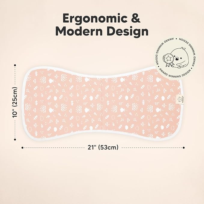 Organic Burp Cloths Baby Boy & Girl - 5-Pack Super Absorbent Cotton Burping Cloths for Babies, Soft & Plush Newborn Spit Up Rags, Infant Towels for Milk Spit Up, Unisex, Large 21" x 10" (Fleur)