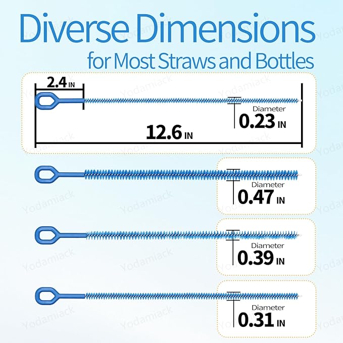 Heavy Duty Straw Cleaner Brush - 12.6 Inch Full Bristles Coverage (4-Size) and Ergonomic Grip Handle for Tumbler, Sippy Cup, Bottle and Tube (4 Pack)