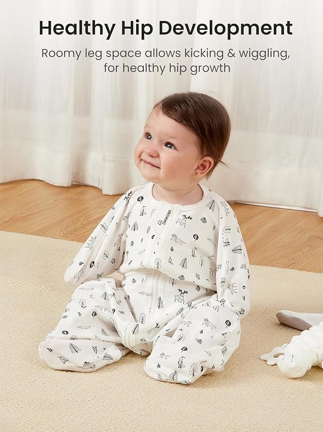GROWNSY Transitional Swaddle Sleep Sack 6-12 Months, Starfish Design Baby Swaddle Sack, Dual-Zipper for Easy Diaper Changes, Proper Hip Development & Openable Foot Button, 19-27 lbs, Munchkin Forest