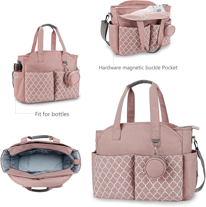 Lmbabter Diaper Bag Tote with Changing Station Upgrade Multi-Function Baby Bag with Adjustable Shoulder Strap