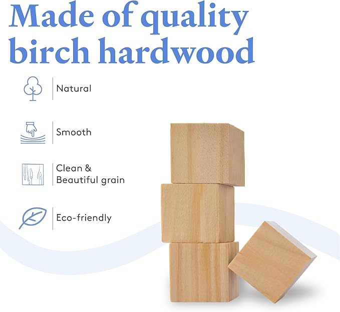 DIY Wooden Cubes 3/4-inch, Pack of 3500 Small Blank Wooden Blocks, Unfinished Wood Blocks for Crafts, STEM, Dice, and Building Blocks for Stacking, by Woodpeckers