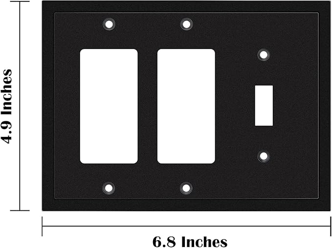 Modern Edge Decorative Wall Plate Switch Plate Outlet Cover, Durable Solid Zinc Alloy (Single Toggle/Double Decorator, Matte Black)