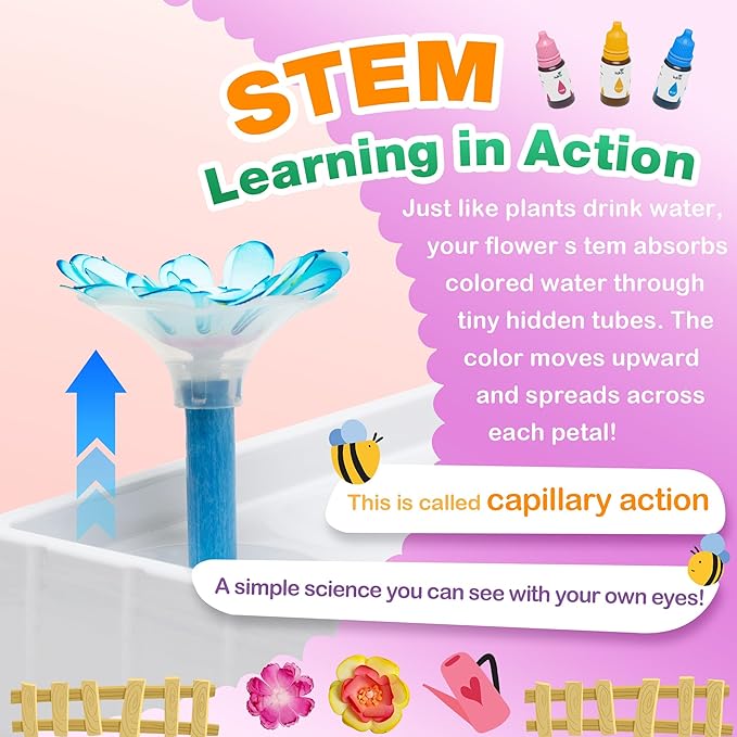 Kiditos Magic Flower Art Kit for Girls – DIY Blooming Flower Craft Kit with Color Drop Science Experiment | Creative Art & STEM Toy for Ages 6+