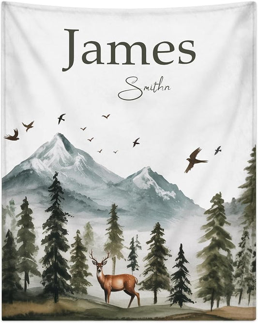 Personalized Baby Blanket for Boys Girls Custom Baby Blanket with Name Newborn Expect Mom Toddlers Kids Customized Gifts for Baby Shower Birthday Christmas Super Soft Cozy Flannel Bed Throw Blanket