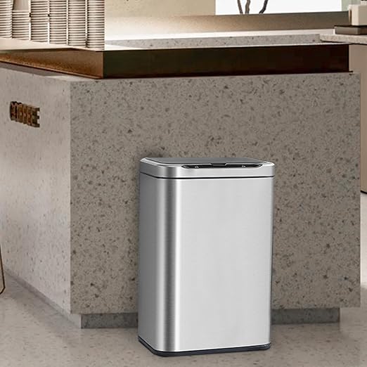 ELPHECO Stainless Steel Office Trash Can Motion Sensor Garbage Can Touchless Smart Trash Can Automatic Waste Bin for Kitchen, Office, Bathroom (Silver, 5.5 Gallons)