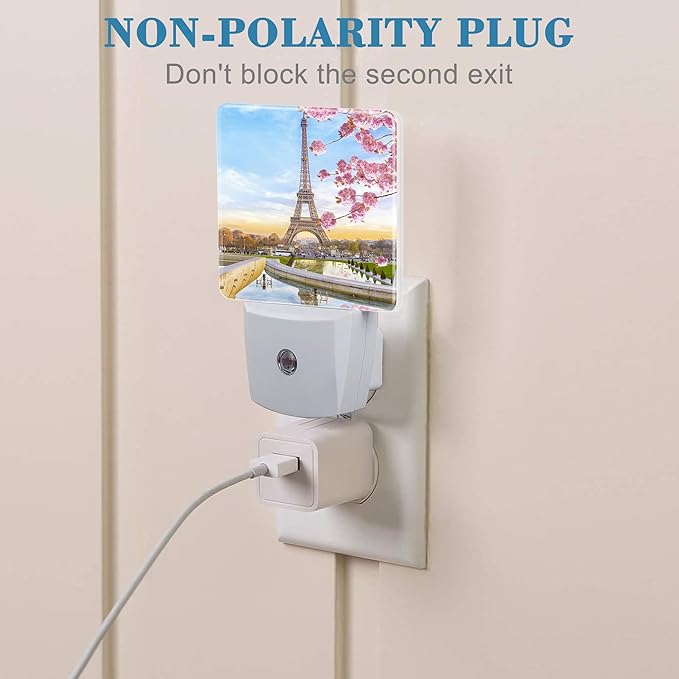 Plug in Night Lights Eiffel Tower in Spring Nightlight Plug Into Wall Dusk to Dawn Sensor LED Night Light for Kid Girls Boys Women Men Room Decor, Hallway, Kitchen, Bathroom, Nursery, Stairs