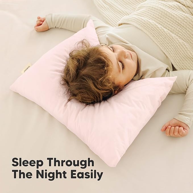 KeaBabies 2-Pack Toddler Pillow 13x18 - Soft Organic Cotton Kids Travel Bed Pillows for Sleeping, School, Nap, Machine Washable, Toddlers 2 to 5, Pillowcase Sold Separately (Mist Pink)