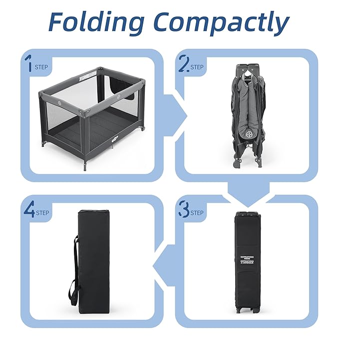 Pamo Babe Portable Playpen Foldable Playard Portable Crib for Baby and Toddlers