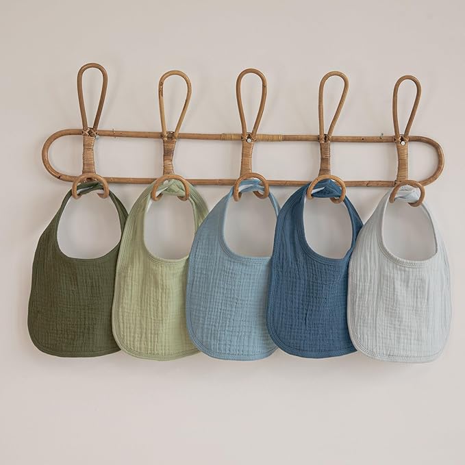 GLLQUEN BABY Muslin Drool Bibs for Boys Girls 6 Pack, Adjustable Baby Bibs for Drooling and Teething, Soft Cotton Baby Bandana Bib for Newborn Feeding Essentials (Green)