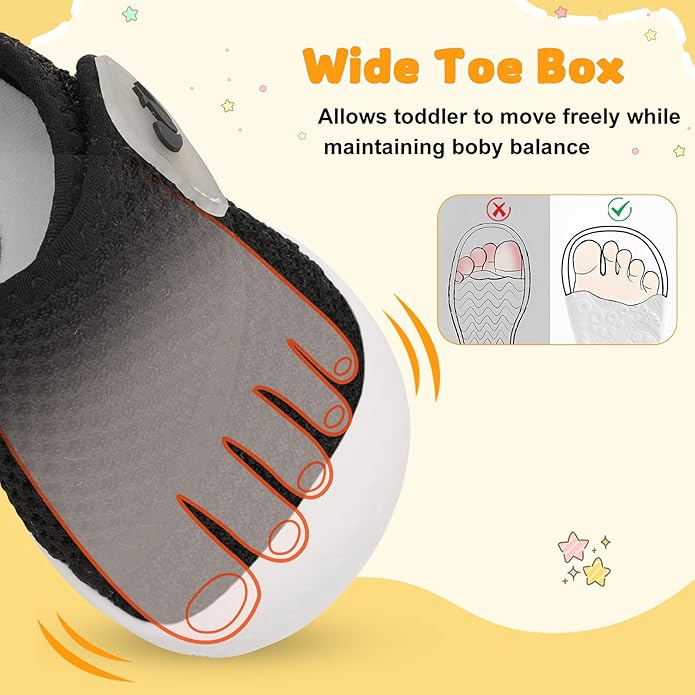 FEETCITY Baby First Walking Shoes Wide Baby Shoes Infant Sneakers Newborn Crib Shoe Barefoot Lightweight Slip On Shoe