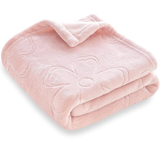 BORITAR Baby Blanket for Girls Ultra Soft Cozy Fleece Baby Blankets, Warm and Lightweight Toddler Blanket with Elegant Floral Printed for Bed Stroller Crib Travel, 30x40 Inch, Pink