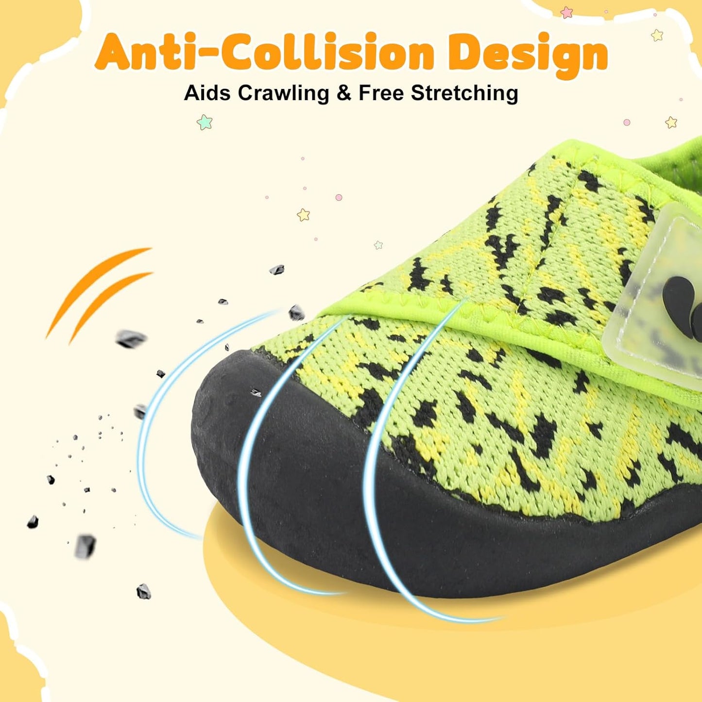 FEETCITY Baby First Walking Shoes Wide Baby Shoes Infant Sneakers Newborn Crib Shoe Barefoot Lightweight Slip On Shoe