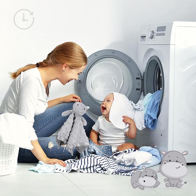 Pro Goleem Hippo Loveys for Babies, Soft Security Blanket Baby Snuggle Toy Newborn Stuffed Animals Baby Gifts for Boys and Girls, 16 Inch