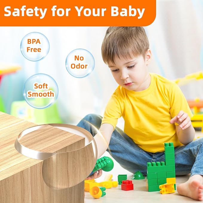 Corner Protector Baby Proofing，E-PRONSE 12Pcs Pre-Taped Clear Corner Protectors, Table Corner Protectors for Baby Furniture with Strong Adhesion, No Odor and Safe PVC