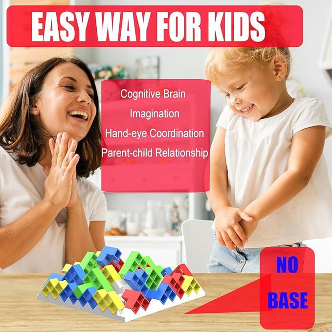 360° Tetra Balance Tower Stacking Blocks Game for Teens & Adults - Family Party Travel Board Games, Team Building STEM Educational Toy (2-4 Players)