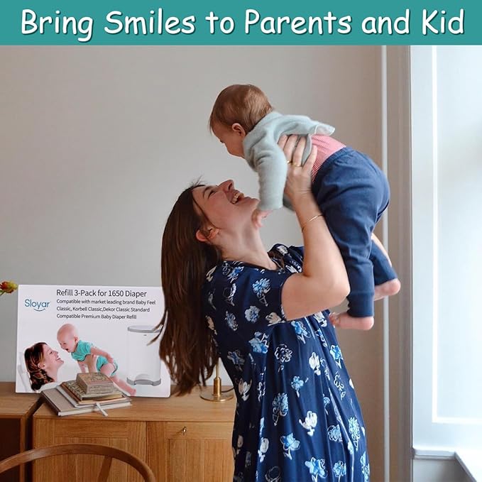 Refill Diaper Pail Bags Compatible with Dekor Classic Diaper Pails | 3 Pack | Diaper Pail Refills with Powerful Odor Elimination | Baby Powder Fragrance | Holds up to 1650 Diapers.