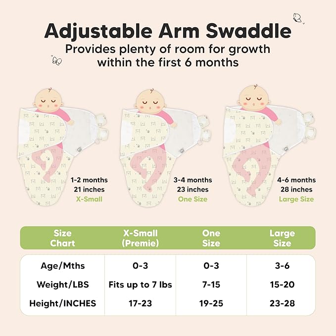 3-Pack Organic Baby Swaddle Sleep Sacks - Swaddles for Newborns, Infant 0-3 Months, Baby Girls, Boys, Soft & Snug Newborn Sleep Sack, Nursery Swaddling Blankets (Bumble Bear)