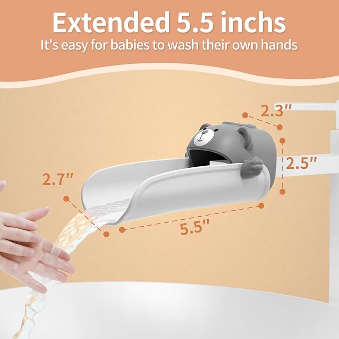 Skyroku Faucet Extender for Toddlers, Sink Extenders with Temperature Sensitive for Kids Hand Washing Sink Faucet Extension,Suitable for Bathroom Sink, Kitchen,Bathtub (Grey)