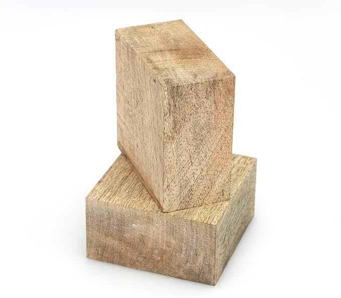 Exotic Wood Zone Mango Wood Unfinished Wood Bowl Blanks Kiln Dried | Hardwood Square Blocks for DIY Woodworking Enthusiasts Wood Pieces for Wood Crafts and Projects (4" x 4" x 2")