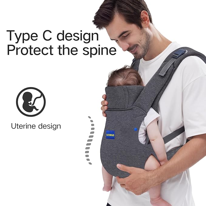 Baby Carrier Newborn to Toddler,Newborn Carrier with Head Support, Cozy Baby Holder Carrier for Dad Mens (All-Gray)