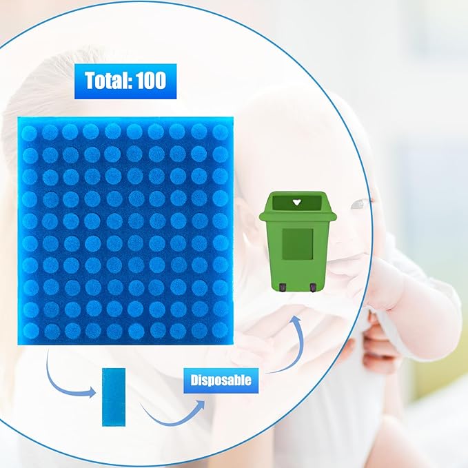 200-Pack of Premium Nasal Aspirator Hygiene Sponges, Replacement for NoseFrida Nasal Aspirator Sponge, BPA, Phthalate & Latex Free (200 Count)