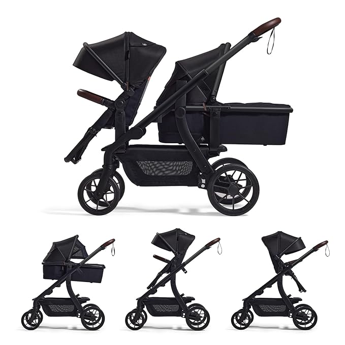 Momcozy ChangeGo Baby Stroller, Convertible Single-to-Double-to-Wagon Stroller with 23 Configurations, Bassinet, Seat Included, Large PU Wheels, All-Wheel Suspension ＆ Extendable UPF50+ Canopy