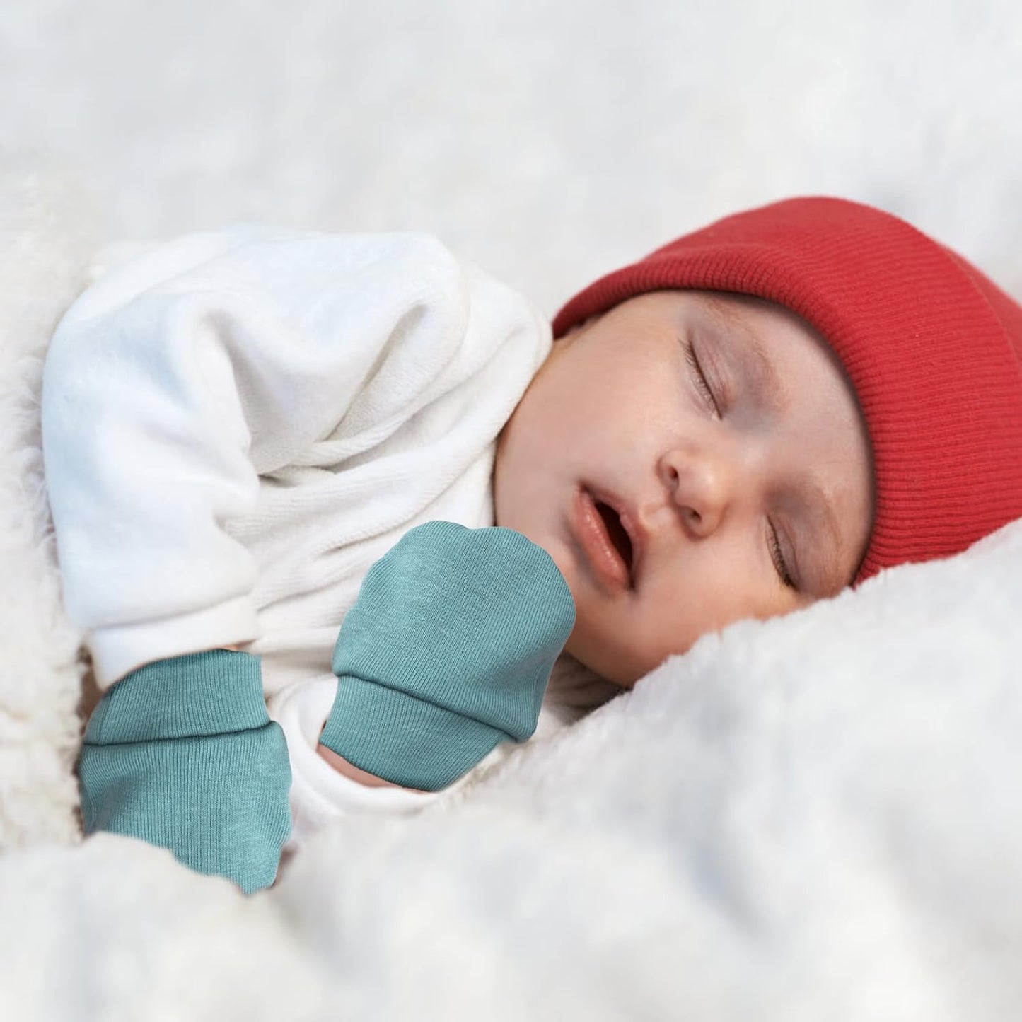 Newborn Baby Mittens No Scratch Cotton Elastic Wrist Gloves Infant Toddler Mittens for Baby Boy Girl 0-6 Months