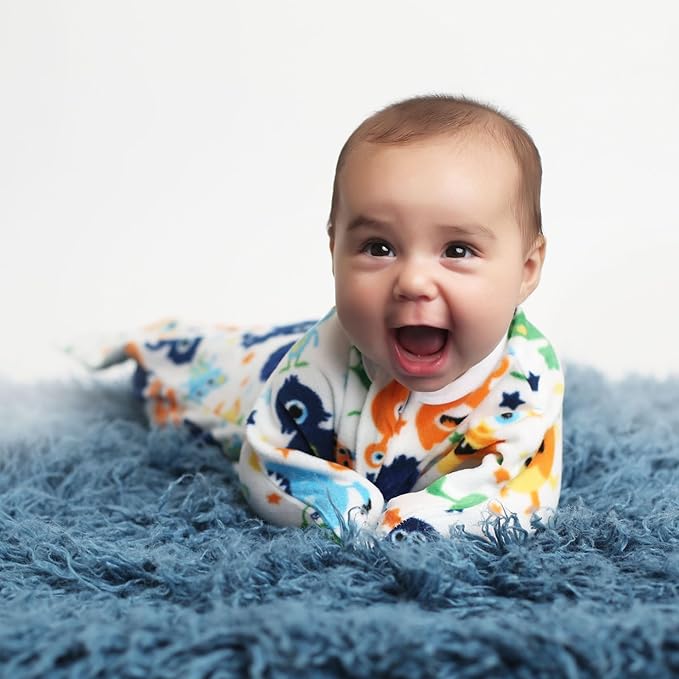 SleepingBaby Zipadee-Zip Transition Swaddle - Cozy Fleece Wearable Blanket with Two-Way Zipper for Baby Sleep - Monster Madness, X-Small (3-6 Month)