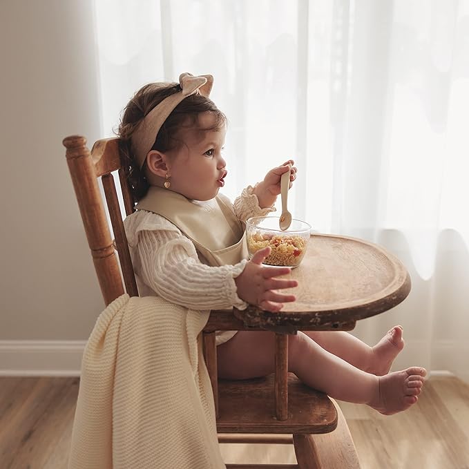 Vegan Leather Easy Clean Baby Bibs with Practical Pocket and Snaps - Great for Feeding and Teething Infants 0-12 Months