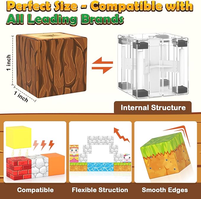 Magnetic Blocks - Build Mine Magnet World Set for Kids Age 3-5 6-8, STEM Sensory Toys for Toddlers, Gifts for 3+ Years Old Girls & Boys, 1" Magnet Cubes, Classroom Must Haves, and Sensory Outdoor Toys