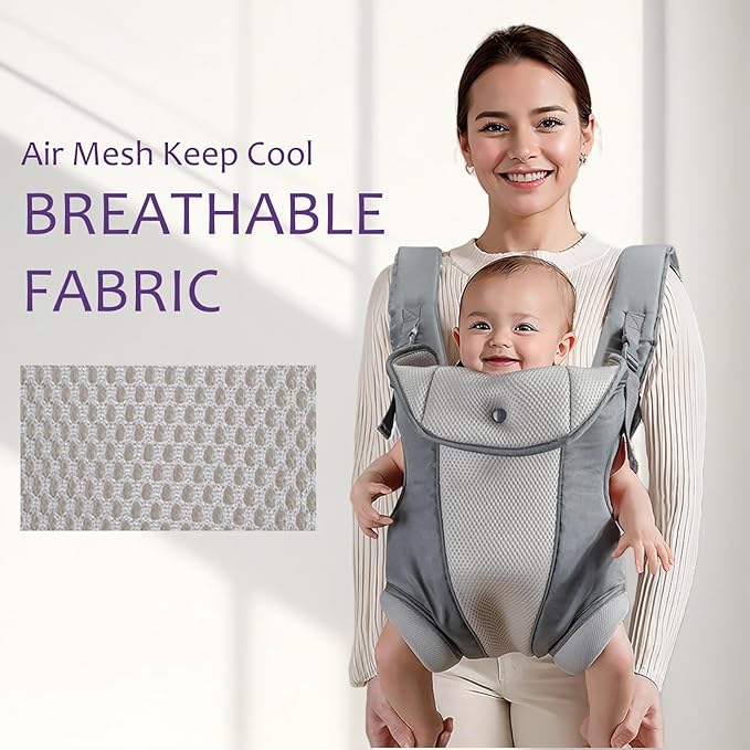 Ergonomic Baby Carrier with Adjustable Strap,4-in-1 Newborn to Toddler Carrier,Breathable Mesh Baby Carrier for Summer,Compact for Travel & Outdoor Adventures,Ideal for Infants 0-3 Years