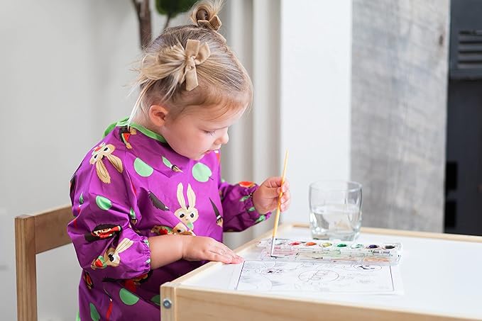 Tidy Tot - Long Baby Bib - Mess Proof Long Sleeve Feeding Smock with Large Food Catcher Pocket - Waterproof Bib