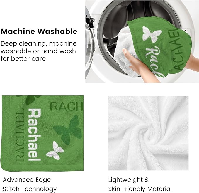 Personalized Throw Blanket with Name Custom Blankets Customized Baby Blanket for Girls Kids Adult Birthday Gift