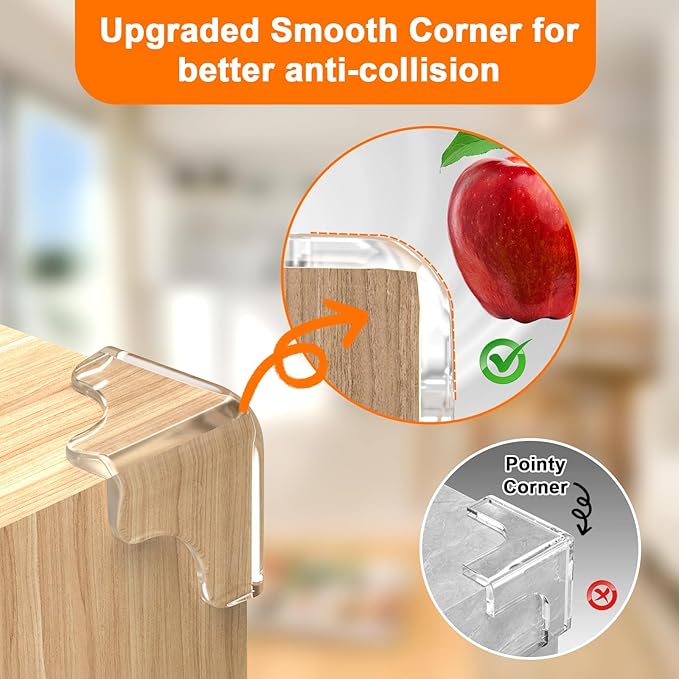 Corner Protector Baby Proofing，E-PRONSE 12Pcs Pre-Taped Clear Corner Protectors, Table Corner Protectors for Baby Furniture with Strong Adhesion, No Odor and Safe PVC